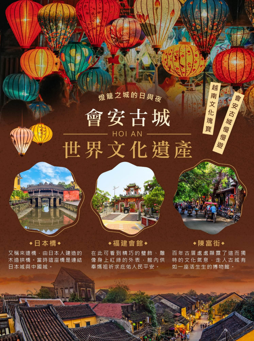 會安(船程約 30mins)漫遊迦南島～桶船生態之旅(搭乘傳統竹桶船及樂釣螃蟹 趣)安排會安古鎮巡禮(世界文化遺產)【福建會館、陳富街、日本橋】