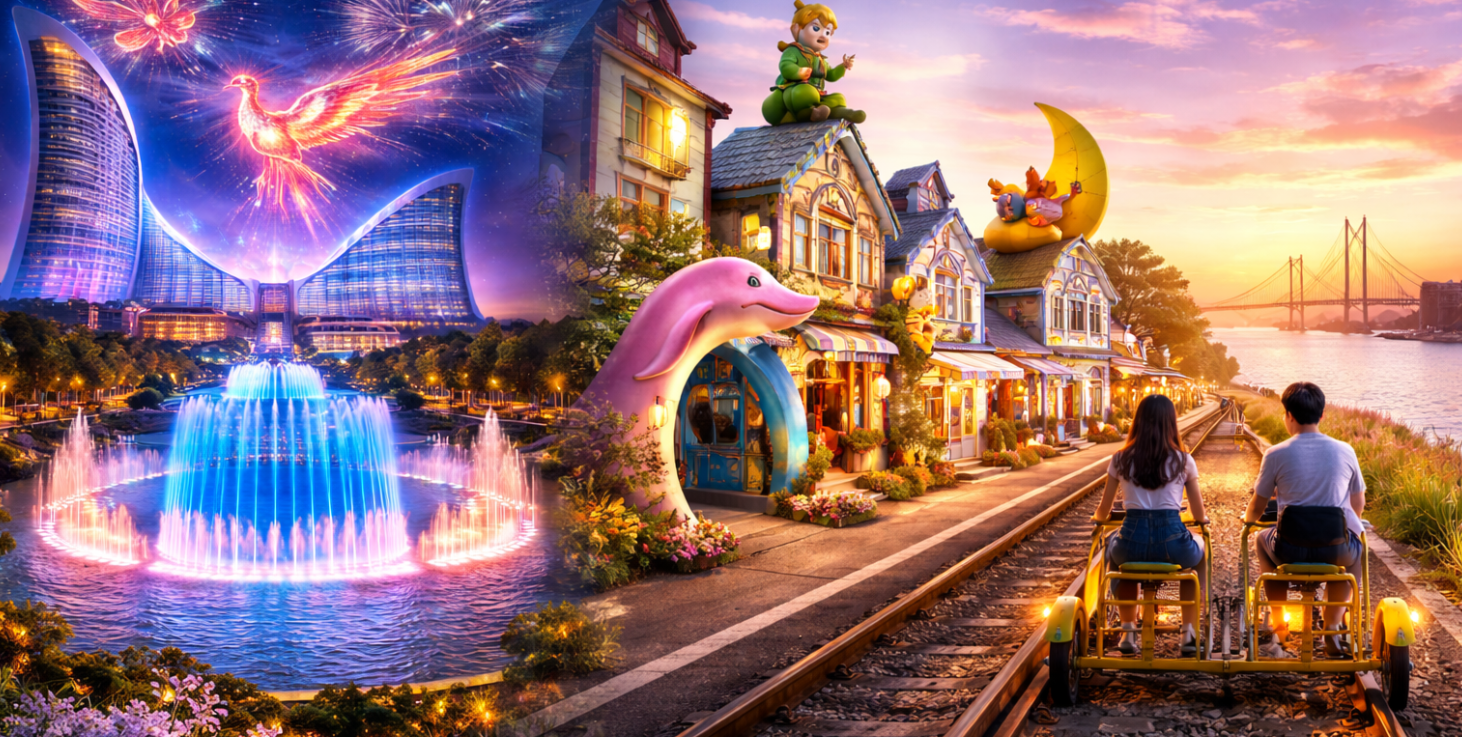 高雄機場／仁川-INSPIRE 大型LED秀-永宗島鐵軌腳踏車-松月洞童話村-海鷗船