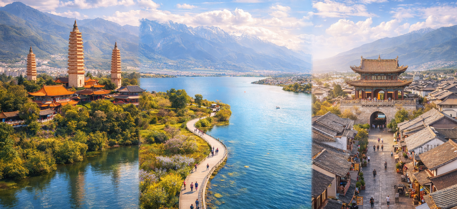 昆明 大理【去有風的地方拍攝地（鳳陽邑+外觀有風小院）、洱海生態走廊+電瓶車、大理古城、洋人街】