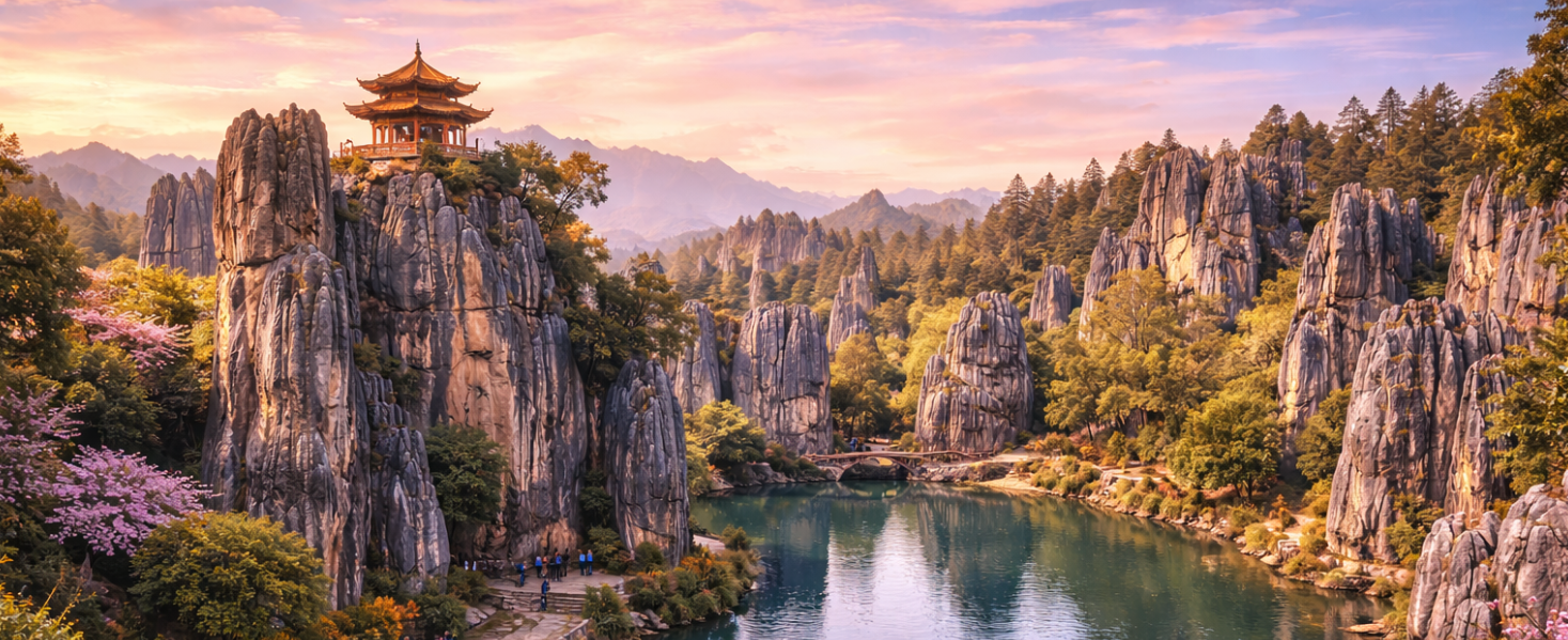 楚雄  (車程約3.5H)石林【石林風景區含電瓶車】 (車程約1.5H)昆明