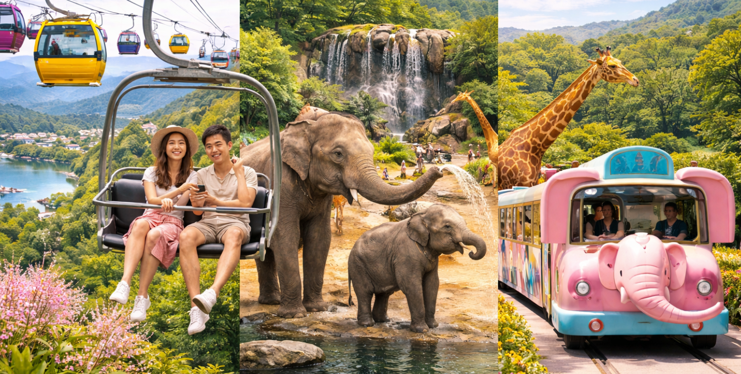 首爾大公園+天空纜車+動物園+大象列車-海苔博物館韓服體驗-望遠市場