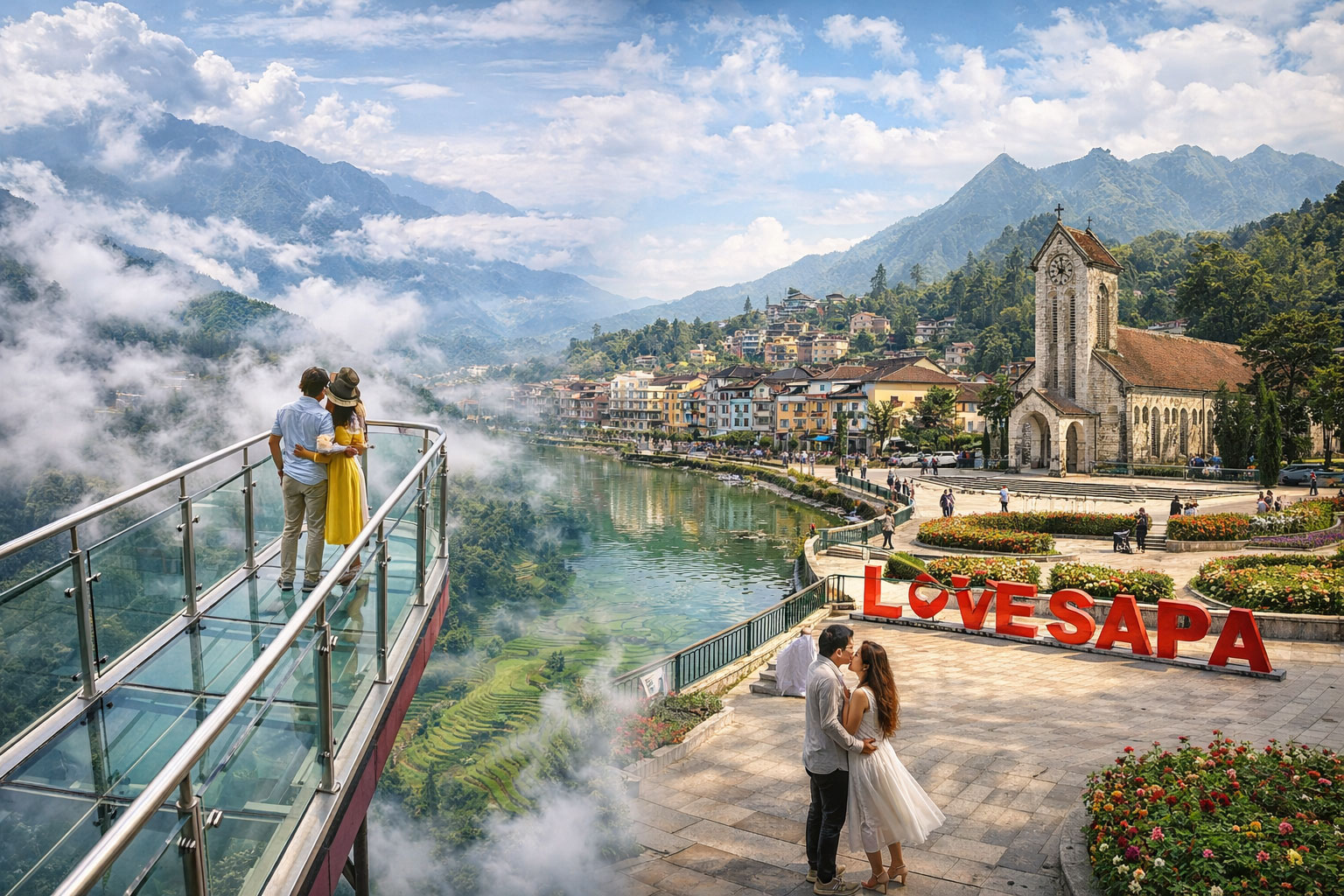 老街車站～早餐時光(老街飯店小憩)～龍雲玻璃天空步道/最美的異域小鎮～沙壩Sapa～沙壩湖～石教堂、愛情廣場