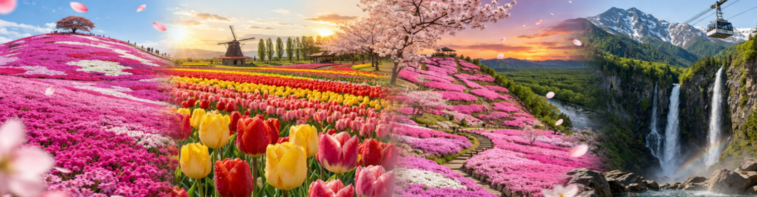 道東東藻琴村／上湧別鬱金香公園／童話村～瀧上公園／ 大雪山國立國家公園～日本百選瀑布～銀河.流星瀑布／層雲峽溫泉