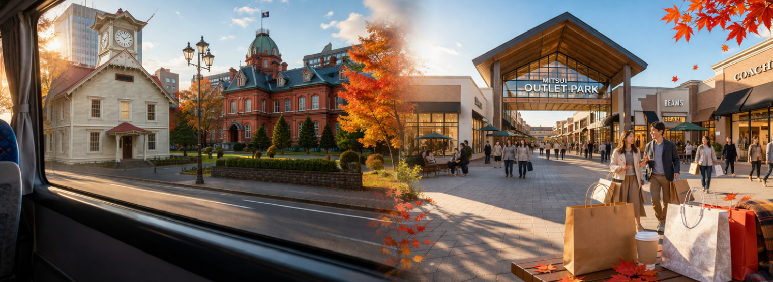 札幌市區觀光～車窗見學（時計台‧舊道廳）／ 北海道最大~北廣島三井OUTLET／千歳空港 --桃園國際機場（第二航廈）