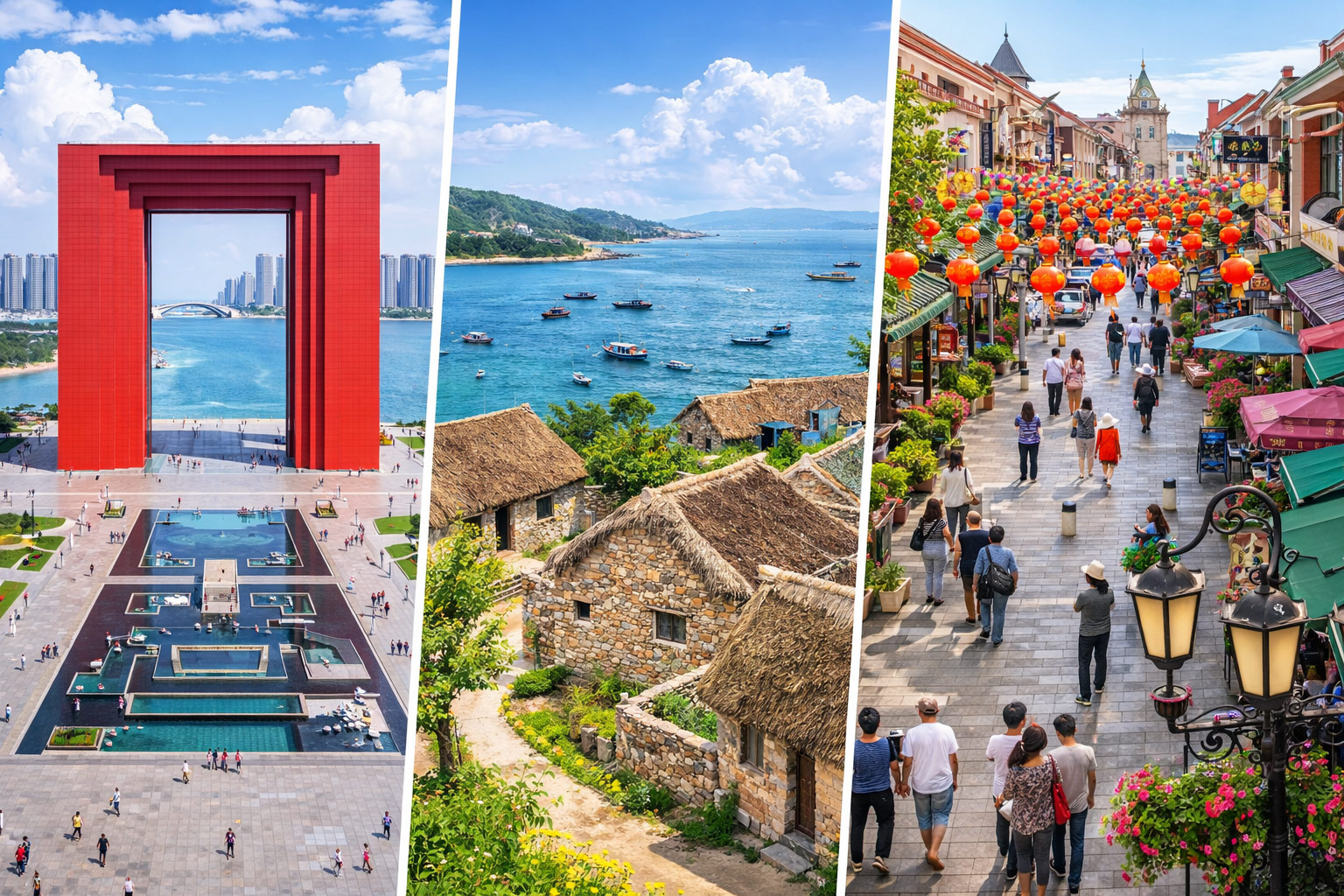 青島▶︎威海【幸福門廣場、悅海公園+海草房、火炬八街】▶︎煙台